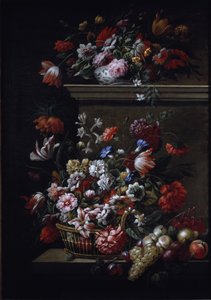花的静物（布面油画） 作者 JB 和 Bogdany Jakob Monnoyer