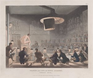 1808年1月1日在萨默塞特宫皇家学院的生活素描。，1808年1月1日。