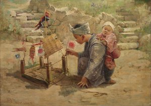 日本男孩建造战车，1895年。 作者 JC 阿尔特。