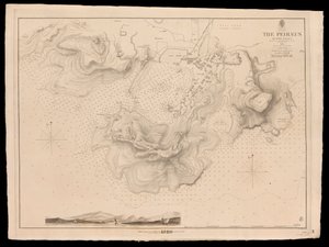 1840 年英国皇家海军灯塔号指挥官托马斯-格雷夫斯勘测的希腊佩雷厄斯或德拉科港