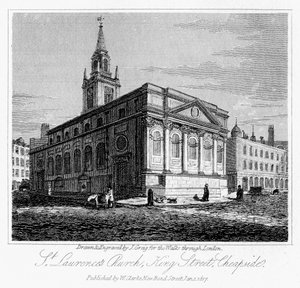St Laurences教堂，国王街，Cheapside，伦敦金融城，1817年。