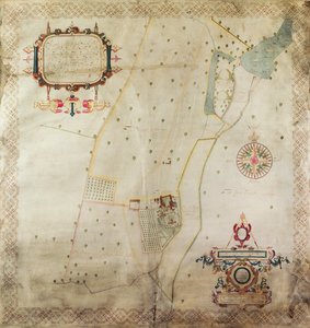 什罗纳尔庄园地图，什罗普郡，1635年（牛皮纸上的墨水和颜色）