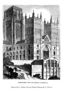 达勒姆大教堂（Durham Cathedral）的西北视图，1843年
