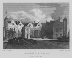 沃里克郡查尔科特宫（Charlecote House）（雕刻版）。 作者 约翰·普雷斯顿·尼尔