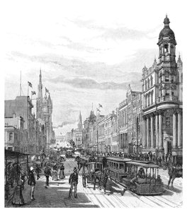 柯林斯街朝东，澳大利亚维多利亚州墨尔本，1886年。