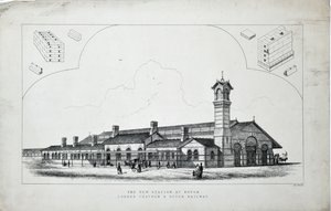多沃尔（原文如此）的新车站。伦敦、查塔姆和多沃铁路。1860 年（纸上蚀刻版画） 作者 JR乔宾斯