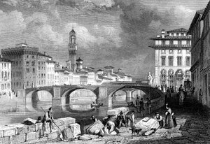 Ponte Santa Trinita，佛罗伦萨，意大利，十九世纪。