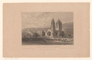 兰施泰因附近约翰尼斯教堂的景观 英石。 圣约翰教堂，靠近 Niederlahnstein / 圣约翰教堂 下约翰教堂 / Eglise de St. 约翰。 Pres Niederlahnstein（物体上的标题） 作者 J.周