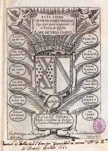 维加-卡皮奥（1562-1635）的费利克斯-洛佩12部喜剧集的半标题页 作者 J. de (after) 库尔布