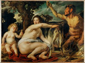 Jupiter enfant nourri par la chevre Amalthee - 阿玛尔忒亚山羊哺育的朱庇特之子... 作者 雅各布·乔丹斯（工作室）