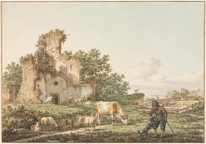 带有废墟的田园风光，1799年。
