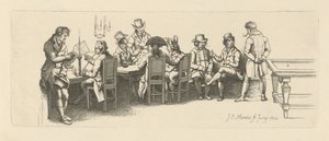 带台球室的咖啡馆中的男子，1814年 作者 雅各布·恩斯特·马库斯