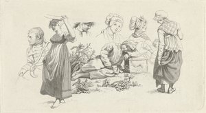 带有熟睡男孩和人物的学习表 研究版画 / Etudes gravées（系列标题） 作者 雅各布·恩斯特·马库斯