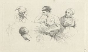 表现一位妇女与一捆树枝和人物的研究画页
研究版画作品 / Etudes gravées（系列名称） 作者 雅各布·恩斯特·马库斯