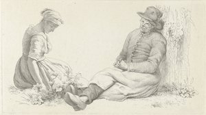 带有一名男子和一名年轻女子坐姿的研究用纸
研究版画 / Etudes gravées（系列名称） 作者 雅各布·恩斯特·马库斯