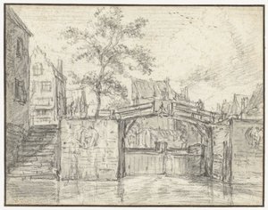 阿姆斯特丹马特拉斯海峡上的 Oude Haarlemmersluis（老哈勒姆水闸 作者 Meindert Hobbema（拒绝归因）