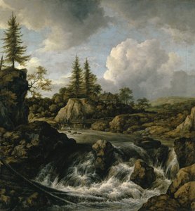 与瀑布的风景，c.1660