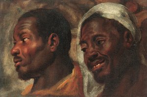 两名非洲男子的头部研究（布面油画） 作者 雅各布·乔丹斯