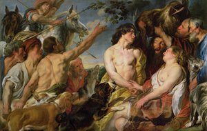 Meleager and Atalanta (oil on canvas) 作者 雅各布·乔丹斯