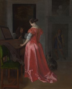 站在大键琴前的女人，约1675年 作者 雅各布卢卡斯。奥特维尔特