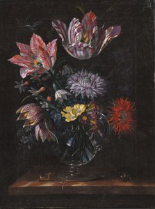 插着鲜花的玻璃花瓶 作者 Jacob Marrel
