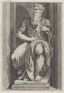 Speculum Romanae Magnificentiae：米开朗基罗雕塑后的摩西，16世纪。 作者 雅各布·马塔姆（Jacob Matham）