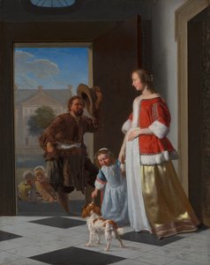 门口的鱼贩，1663（面板上的油画） 作者 雅各布·卢卡斯·奥赫特维尔特
