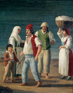 Fishermen and peasant women from Barletta, Italy - Detail Painting by Jacob Philipp Hackert dit Hackert d