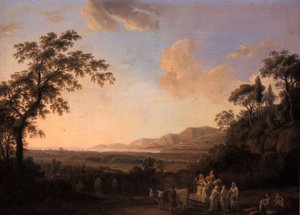 在黄昏的田园景观，1782年 作者 雅各布·菲利普·哈克特