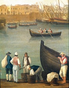 Mussel fishermen from Monopoli, Puglia, Italy (Mussel fishermen in Monopoli) Painting by Jacob Philipp Hackert dit Hackert d