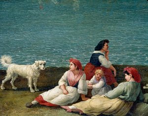 Peasants of Barletta, Italy - (peasant women from Barletta) Detail Painting by Jacob Philipp Hackert dit Hackert d