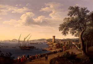 加埃塔港、码头和堡垒，雅各布·菲利普·哈克特 (Jacob Philipp Hackert) 作者 雅各布·菲利普·哈克特