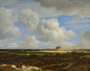 哈勒姆全景，约 1669 年（布面油画） 作者 雅各·萨洛蒙斯（Jacob Salomonsz）。鲁斯代尔