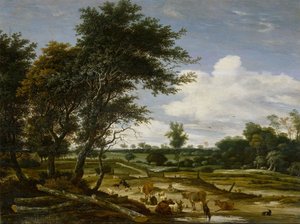 牧民和牛群的风景 作者 雅各·萨洛蒙斯（Jacob Salomonsz）。鲁斯代尔
