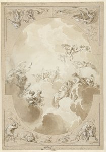 设计描绘赫拉克勒斯神化及其四件作品的天花板壁画 作者 雅各布·德·威特