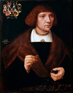带戒指的男性画像》，1524年。 作者 雅各布·范·乌得勒支