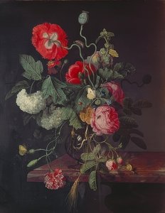 在一个玻璃花瓶中的花。 1667 作者 雅各布·范·瓦尔维格勒