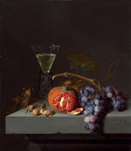 静物与水果》，1675年。 作者 雅各布·范·瓦尔维格勒