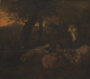 树林里的羊群 作者 Jacob van der 长老。