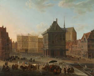 阿姆斯特丹大坝和正在建设的新市政厅 作者 Jacob van der Ulft（归属于）