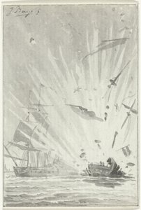1781 年 8 月 14 日，荷兰私掠船 De Dappere Patriot 在与英国船只 Kameleon 的战斗中爆炸