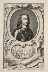 约翰汉普登的肖像，插图来自“英国杰出人物的头”，酒吧。来自1742年伦敦的Knapton