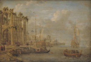 海港景象与古董废墟 作者 Jacobus Storck
