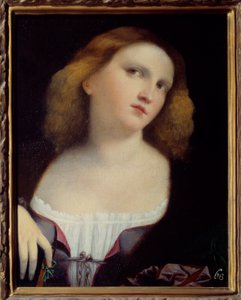 女人的肖像 木头上的绘画转印在画布上，Jacopo Palma il Vecchio (1480-1528) 1513 Dim.0.48 x 0.38米 里昂，艺术博物馆
