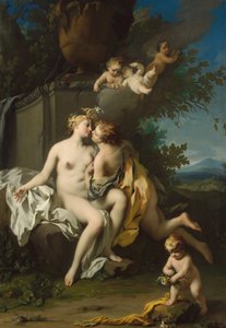 Flora and Zephyr，约1730年（布面油画） 作者 雅各布·阿米戈尼