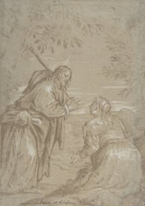 基督向圣玛利亚-抹大拉显现，Noli Me Tangere，约1560。 作者 雅各布巴萨诺