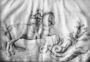 圣乔治，1450（皮革上的墨水） 作者 雅各布·贝里尼（Jacopo Bellini）