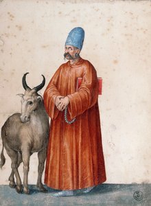 抱着山羊的土耳其人，雅各布-利戈齐（1547-1627）的画作 作者 雅各布·利戈齐（Jacopo Ligozzi）