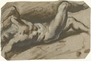 躺着的裸体年轻人 作者 Jacopo Palma (il Giovane) (归属于)