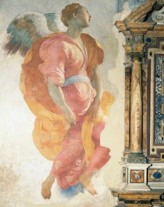 大天使加百列，由贾科莫·卡鲁奇（Giacomo Carucci）绘制，被称为蓬托尔莫（1494-1556），壁画，卡波尼教堂，佛罗伦萨圣费利西塔教堂